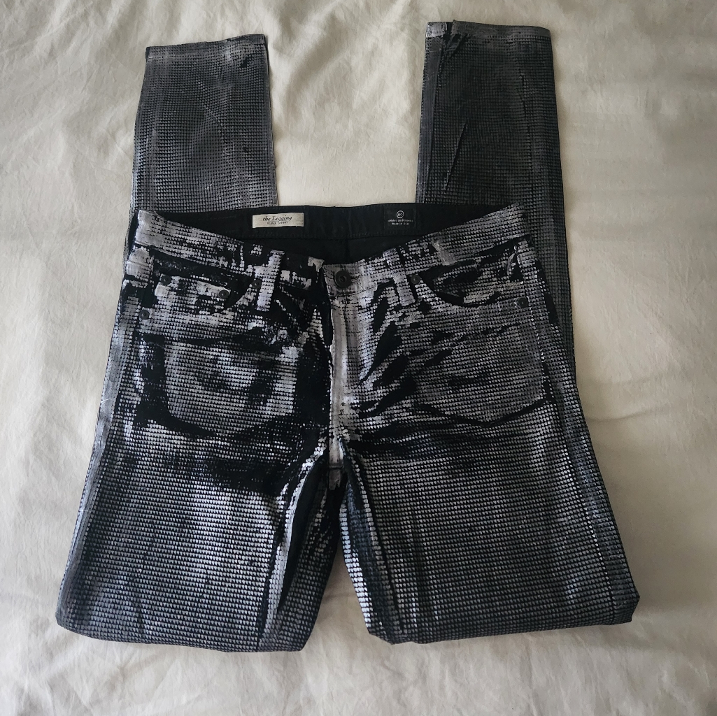 Ag The Legging Super Skinny Black With Silver Painting